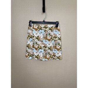 Altar'd State Womens White Floral A-Line Mini Skirt‎ X-Small zipper retro